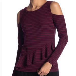 💗BB Dakota striped cold shoulder top